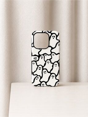 White Ghost Pattern Iphone 15 pro Case - Casely Brand